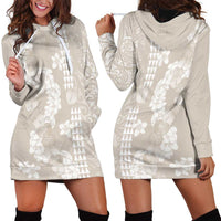 Suede Beige Hawaii Anthurium Plumeria Lei Hoodie Dress