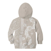 Suede Beige Hawaii Anthurium Plumeria Lei Kid Hoodie
