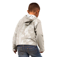 Suede Beige Hawaii Anthurium Plumeria Lei Kid Hoodie