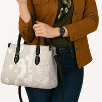 Suede Beige Hawaii Anthurium Plumeria Lei Leather Bag