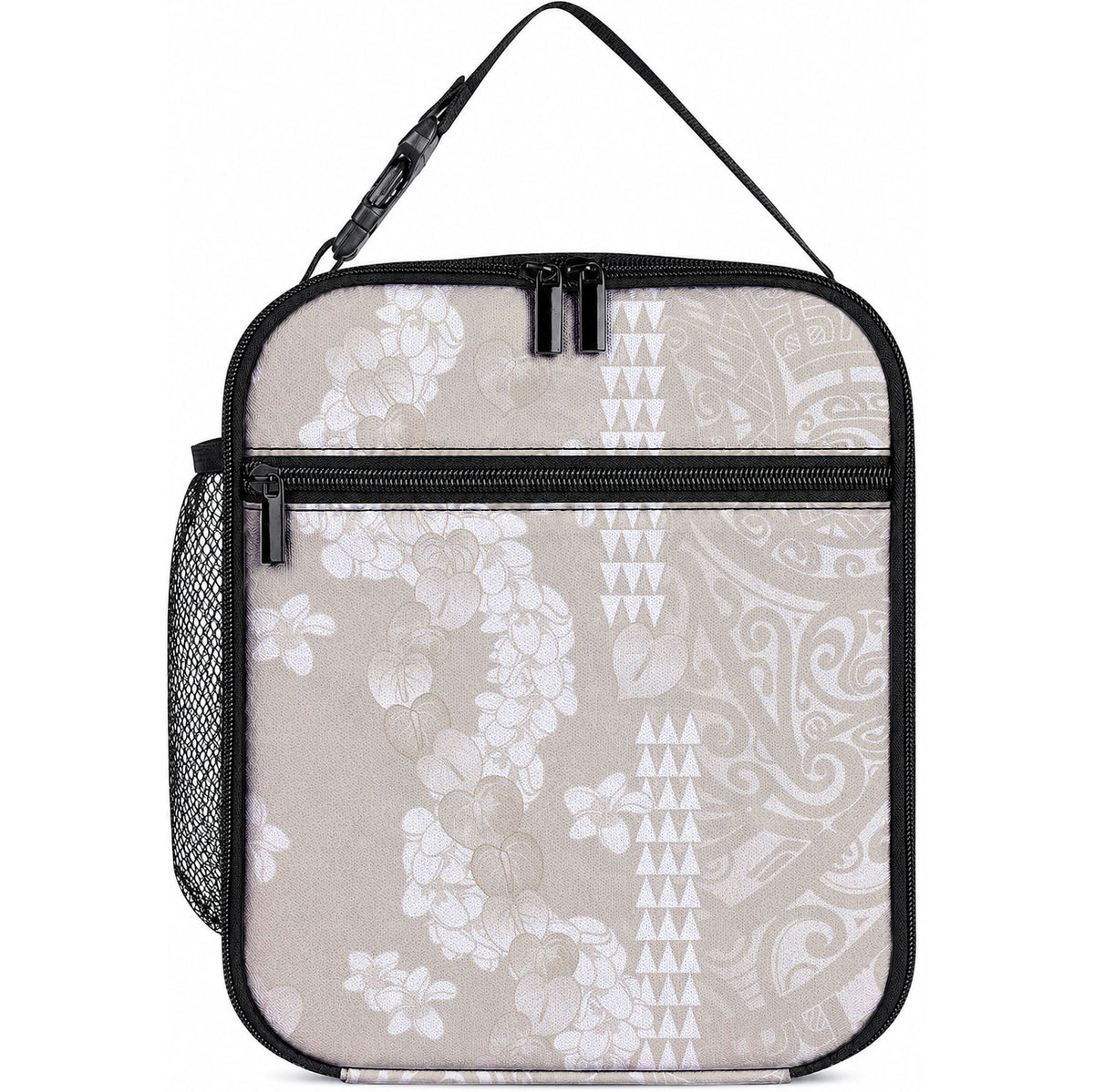 Suede Beige Hawaii Anthurium Plumeria Lei Lunch Bag LT9 10.2 × 8.3 × 4.3 inch Blue - Polynesian Pride