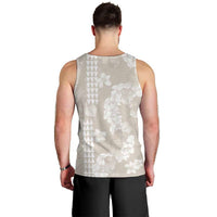 Suede Beige Hawaii Anthurium Plumeria Lei Men Tank Top