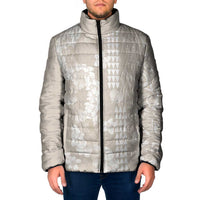 Suede Beige Hawaii Anthurium Plumeria Lei Padded Jacket