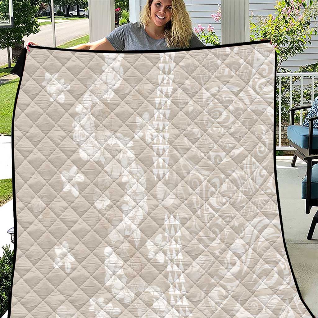 Suede Beige Hawaii Anthurium Plumeria Lei Quilt