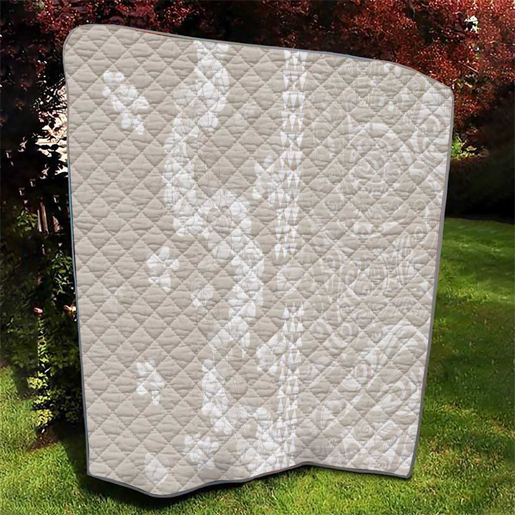 Suede Beige Hawaii Anthurium Plumeria Lei Quilt