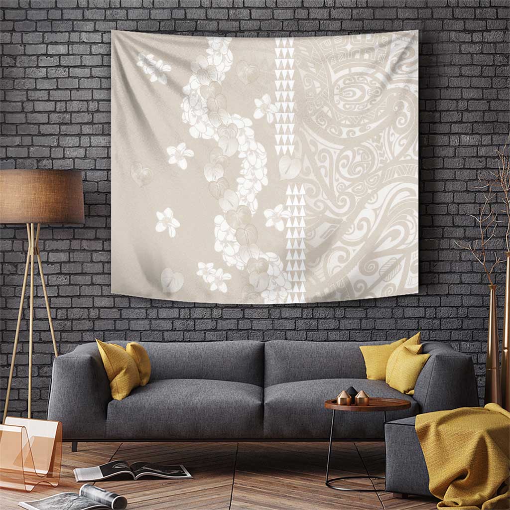 Suede Beige Hawaii Anthurium Plumeria Lei Tapestry
