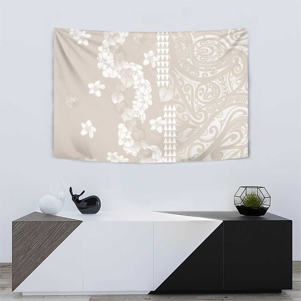 Suede Beige Hawaii Anthurium Plumeria Lei Tapestry