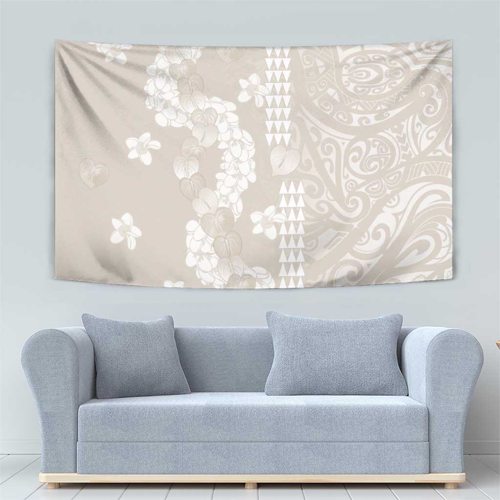 Suede Beige Hawaii Anthurium Plumeria Lei Tapestry