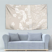 Suede Beige Hawaii Anthurium Plumeria Lei Tapestry
