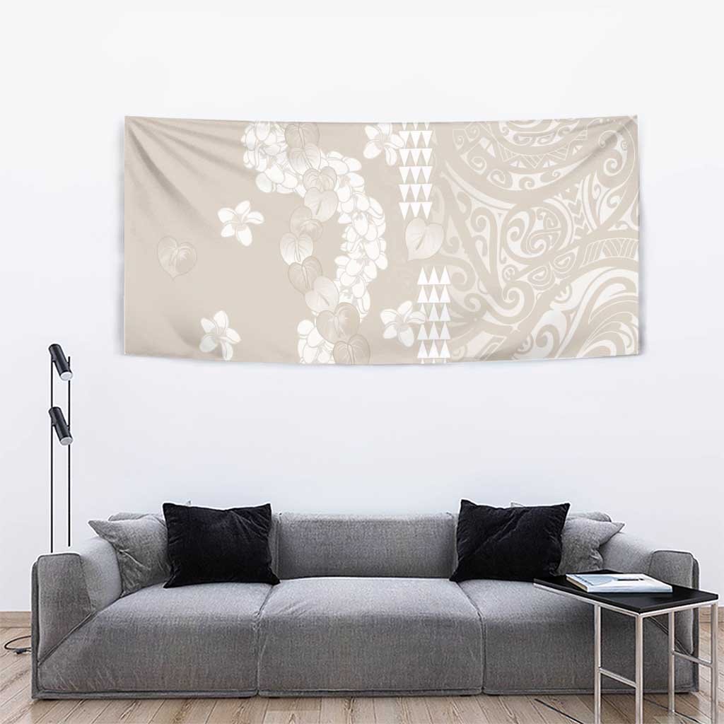 Suede Beige Hawaii Anthurium Plumeria Lei Tapestry