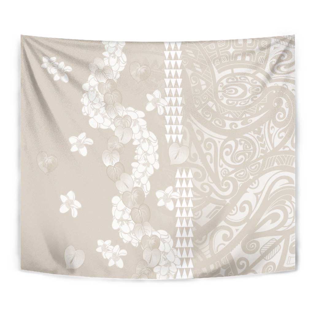 Suede Beige Hawaii Anthurium Plumeria Lei Tapestry