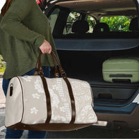 Suede Beige Hawaii Anthurium Plumeria Lei Travel Bag