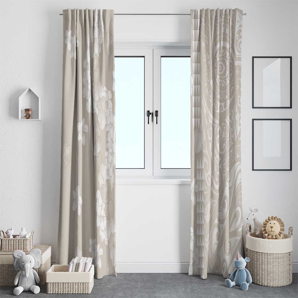 Suede Beige Hawaii Anthurium Plumeria Lei Window Curtain LT9 - Polynesian Pride