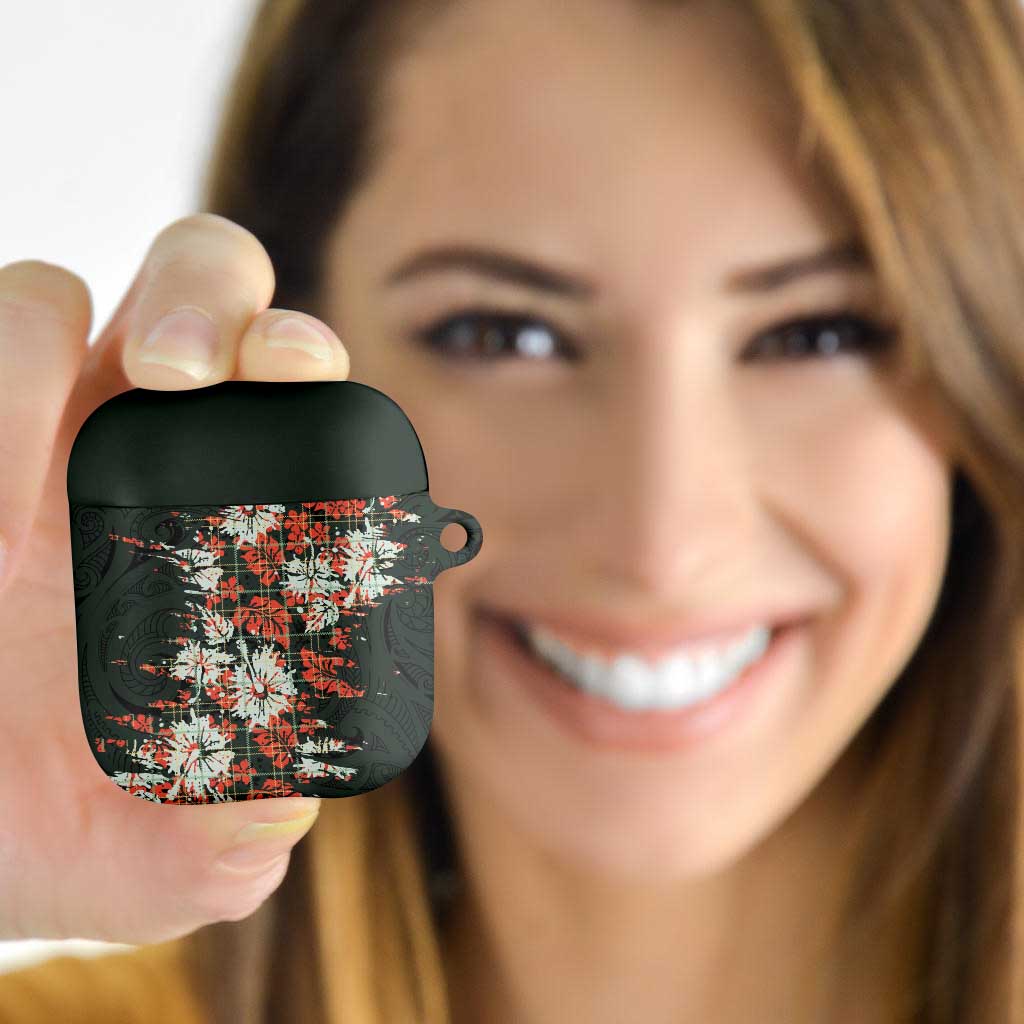 Hawaii Tartan With Hibiscus AirPods Case Polynesian Pattern Vintage