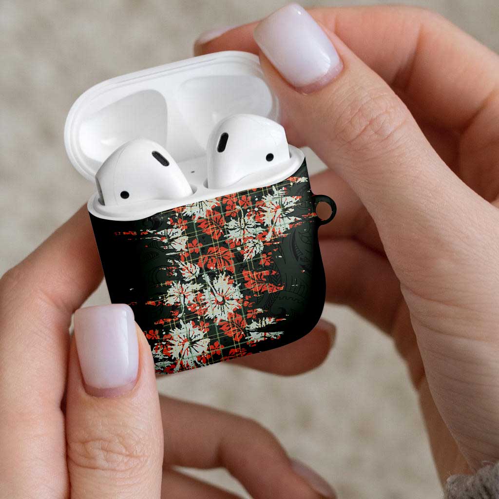 Hawaii Tartan With Hibiscus AirPods Case Polynesian Pattern Vintage