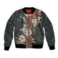 Hawaii Tartan With Hibiscus Bomber Jacket Polynesian Pattern Vintage