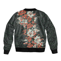 Hawaii Tartan With Hibiscus Bomber Jacket Polynesian Pattern Vintage