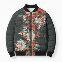 Hawaii Tartan With Hibiscus Bomber Puffer Jacket Polynesian Pattern Vintage