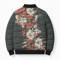 Hawaii Tartan With Hibiscus Bomber Puffer Jacket Polynesian Pattern Vintage