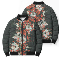 Hawaii Tartan With Hibiscus Bomber Puffer Jacket Polynesian Pattern Vintage