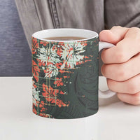 Hawaii Tartan With Hibiscus Ceramic Mug Polynesian Pattern Vintage