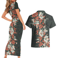 Hawaii Tartan With Hibiscus Couples Matching Short Sleeve Bodycon Dress and Hawaiian Shirt Polynesian Pattern Vintage