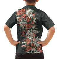 Hawaii Tartan With Hibiscus Family Matching Long Sleeve Bodycon Dress and Hawaiian Shirt Polynesian Pattern Vintage
