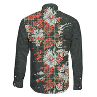 Hawaii Tartan With Hibiscus Family Matching Off The Shoulder Long Sleeve Dress and Hawaiian Shirt Polynesian Pattern Vintage