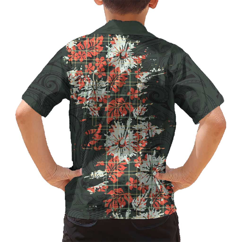 Hawaii Tartan With Hibiscus Family Matching Off Shoulder Maxi Dress and Hawaiian Shirt Polynesian Pattern Vintage LT9 - Polynesian Pride