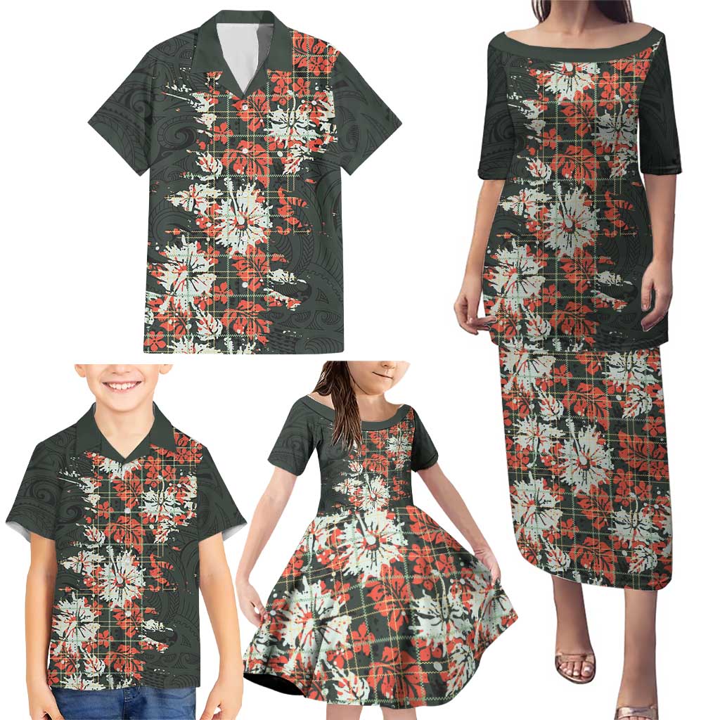 Hawaii Tartan With Hibiscus Family Matching Puletasi and Hawaiian Shirt Polynesian Pattern Vintage LT9 - Polynesian Pride