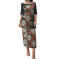 Hawaii Tartan With Hibiscus Family Matching Puletasi and Hawaiian Shirt Polynesian Pattern Vintage LT9 Mom's Dress Dark Green - Polynesian Pride