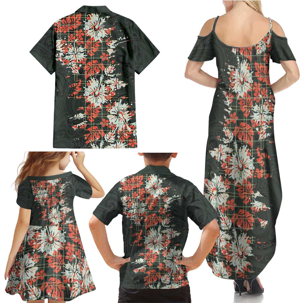 Hawaii Tartan With Hibiscus Family Matching Summer Maxi Dress and Hawaiian Shirt Polynesian Pattern Vintage LT9 - Polynesian Pride