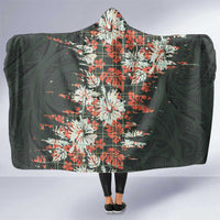 Hawaii Tartan With Hibiscus Hooded Blanket Polynesian Pattern Vintage