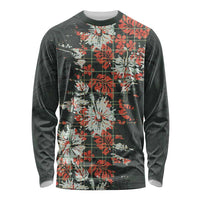 Hawaii Tartan With Hibiscus Long Sleeve Shirt Polynesian Pattern Vintage