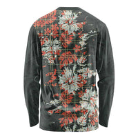 Hawaii Tartan With Hibiscus Long Sleeve Shirt Polynesian Pattern Vintage