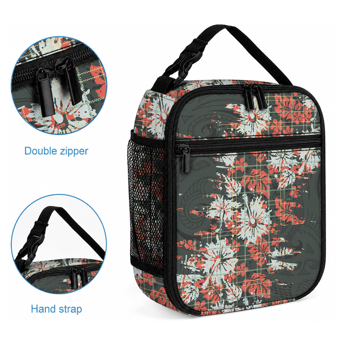 Hawaii Tartan With Hibiscus Lunch Bag Polynesian Pattern Vintage LT9 - Polynesian Pride