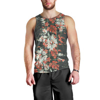 Hawaii Tartan With Hibiscus Men Tank Top Polynesian Pattern Vintage