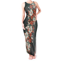 Hawaii Tartan With Hibiscus Tank Maxi Dress Polynesian Pattern Vintage
