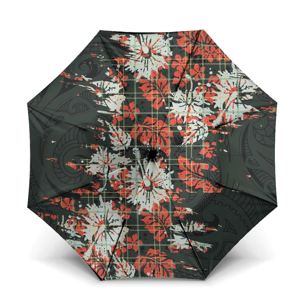 Hawaii Tartan With Hibiscus Umbrella Polynesian Pattern Vintage