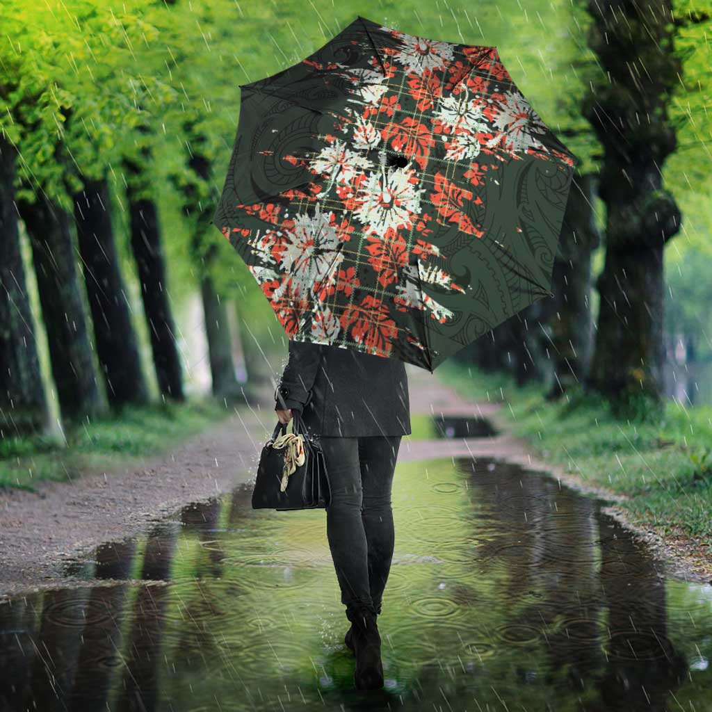 Hawaii Tartan With Hibiscus Umbrella Polynesian Pattern Vintage