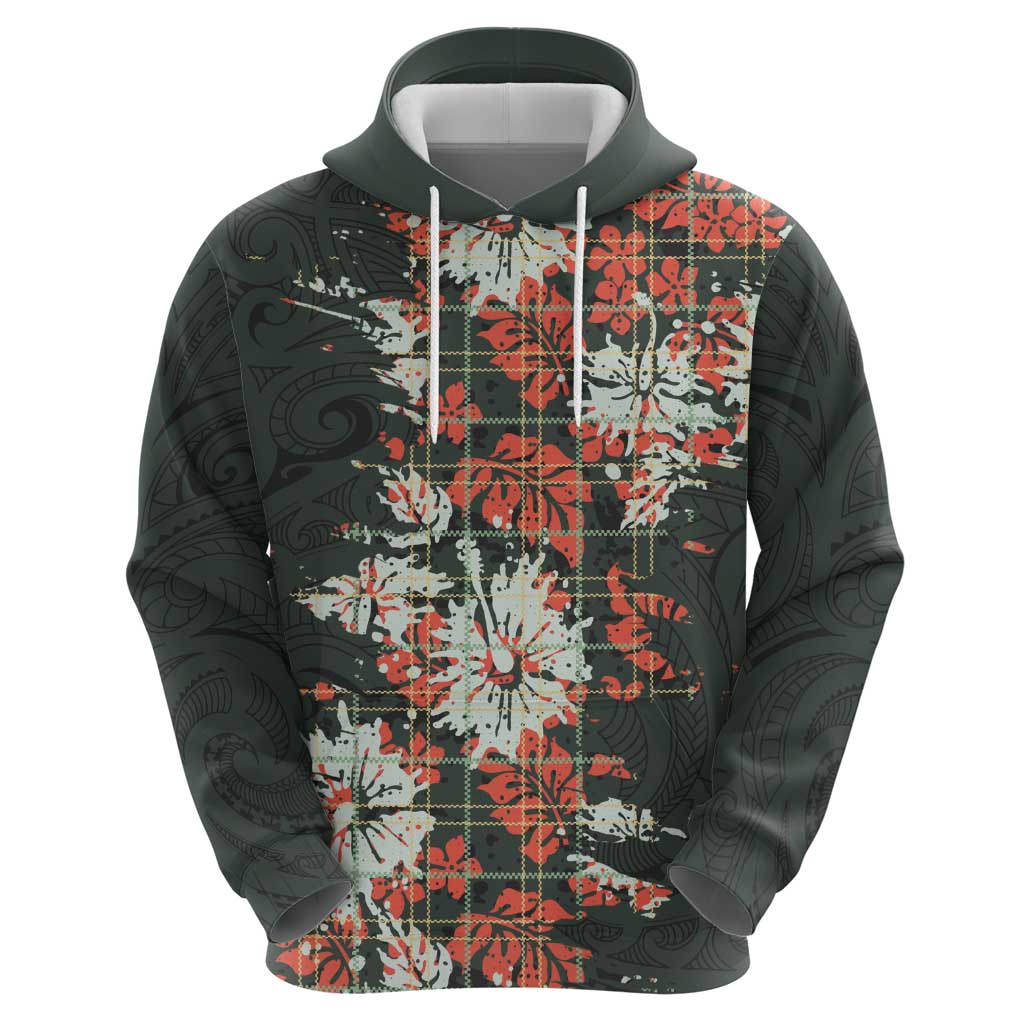 Hawaii Tartan With Hibiscus Zip Hoodie Polynesian Pattern Vintage LT9 - Polynesian Pride