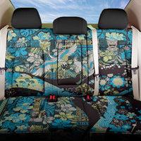 Japanese Hawaiian Crane Back Car Seat Cover Blue Tapa Patchwork Pattern