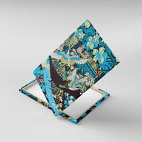Japanese Hawaiian Crane Canvas Wall Art Blue Tapa Patchwork Pattern