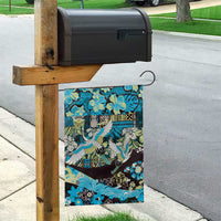 Japanese Hawaiian Crane Garden Flag Blue Tapa Patchwork Pattern