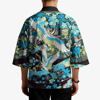 Japanese Hawaiian Crane Kimono Blue Tapa Patchwork Pattern LT9 - Polynesian Pride