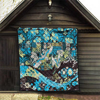 Japanese Hawaiian Crane Quilt Blue Tapa Patchwork Pattern