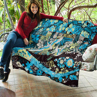 Japanese Hawaiian Crane Quilt Blue Tapa Patchwork Pattern