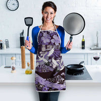 Japanese Hawaiian Crane Apron Purple Tapa Patchwork Pattern