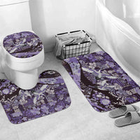 Japanese Hawaiian Crane Bathroom Set Purple Tapa Patchwork Pattern