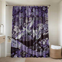 Japanese Hawaiian Crane Bathroom Set Purple Tapa Patchwork Pattern